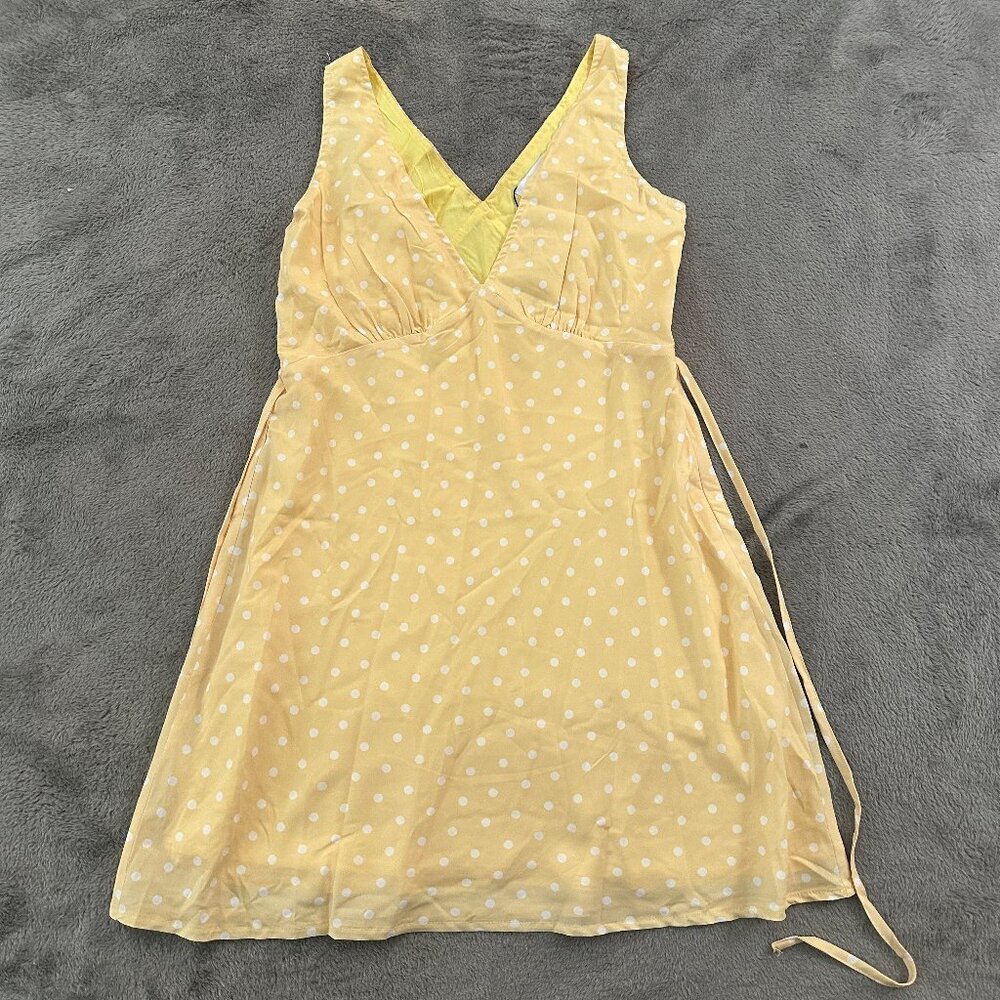 NWT Princess Polly Nellie Mini Dress Size 4 Yellow Polka Dot Sleeveless Summer
